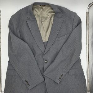 Vintage Sovereign Tailored by Barry Mens Grey Pinstripe Two Button Blazer USA